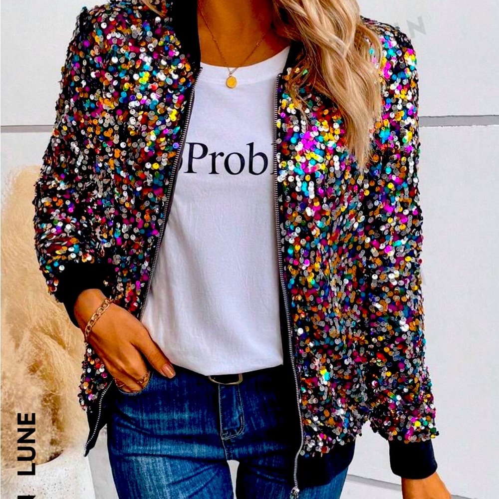 Sequin bomber jacket